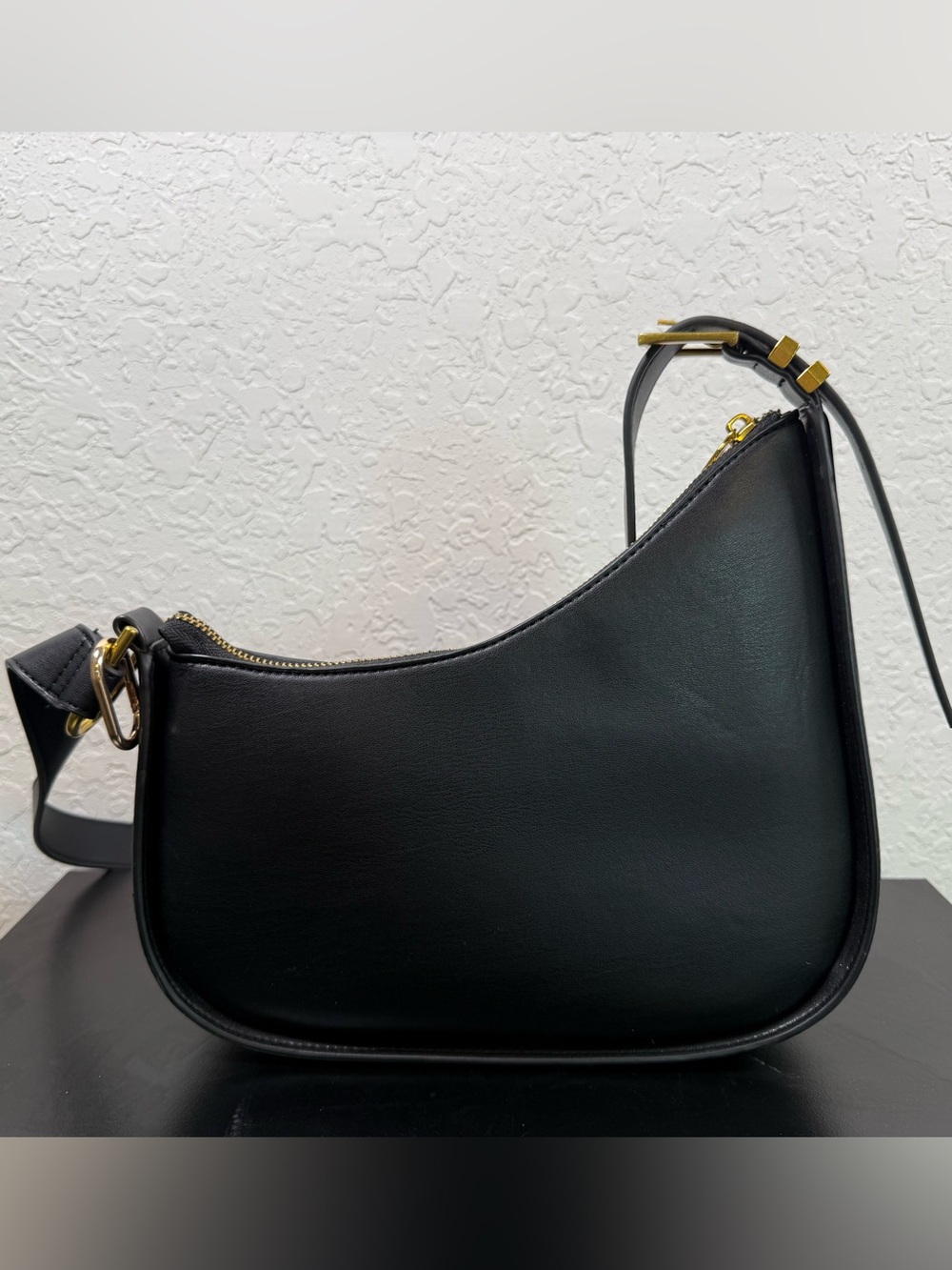 BCBGeneration Black Shoulder Bag Purse Gold Hardware Zip Closure